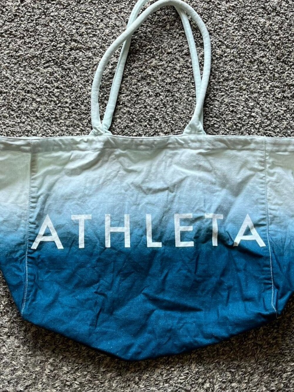 Athleta Blue White Tote Bag Athleisure Gym Lifestyle Bag Travel Utility Girly
